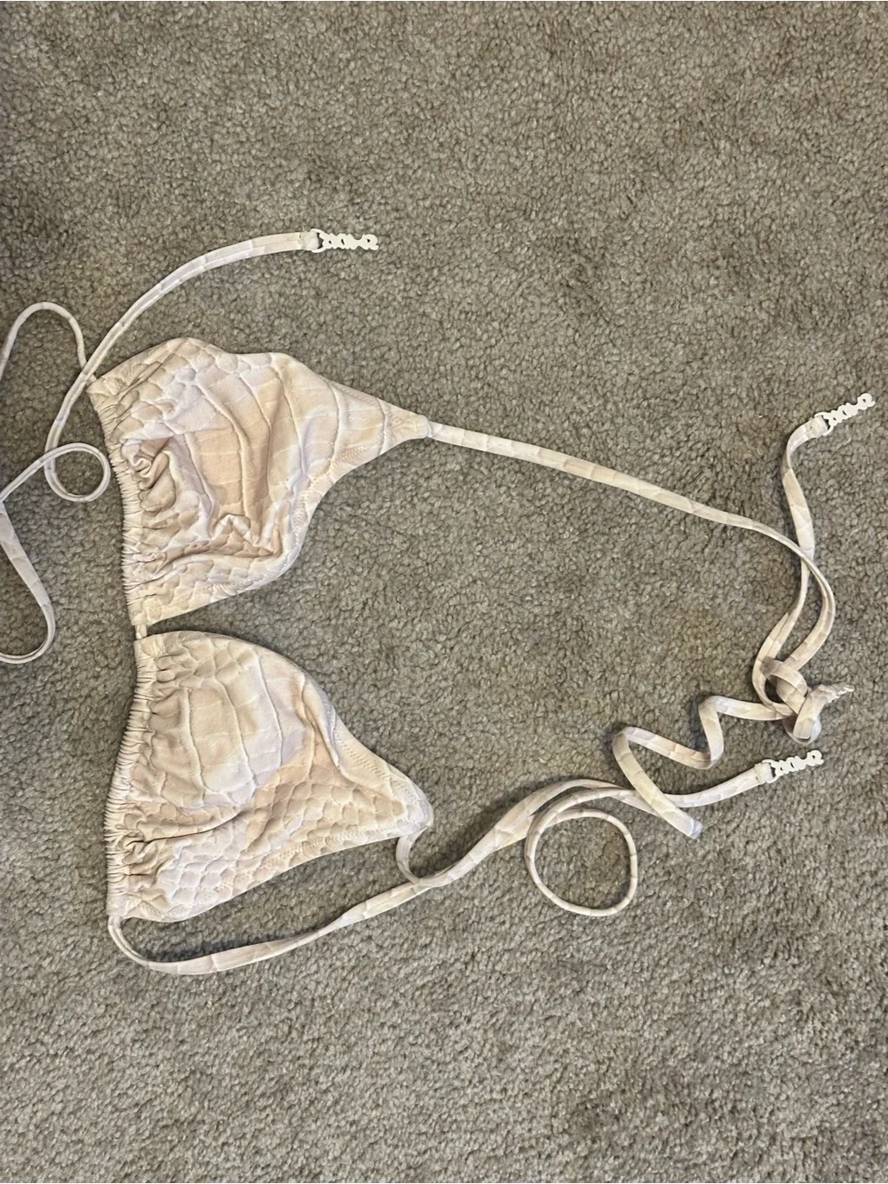 Beige Quilted Triangle Bikini Top - Women's Intimates